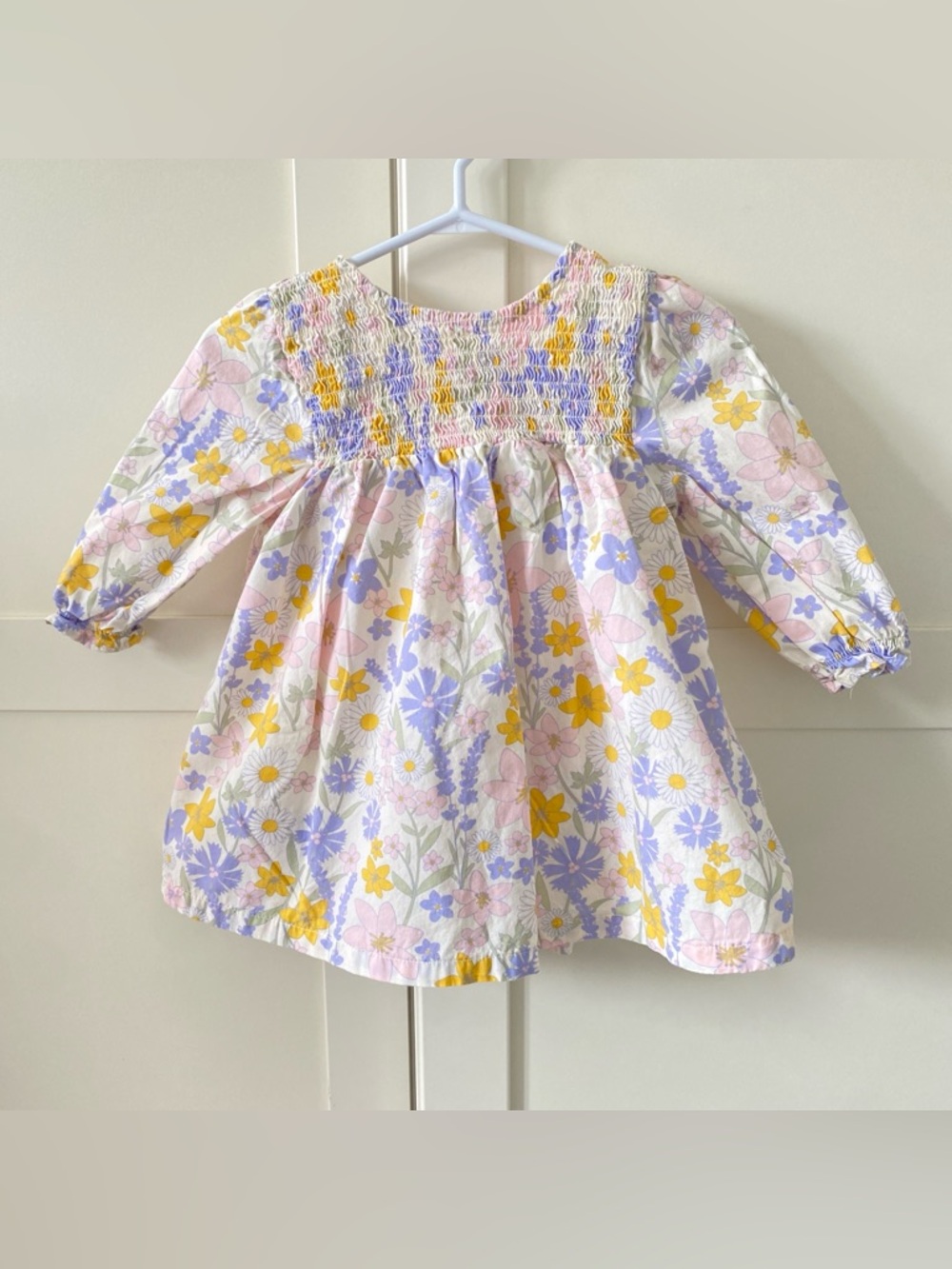 Joe Fresh 100% Cotton Floral Smocked Pastel Spring Dress in Size 6-12M
